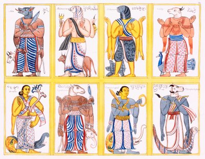 Divindades budistas, da história e da doutrina do budismo por Edward Upham, 1829 de English School