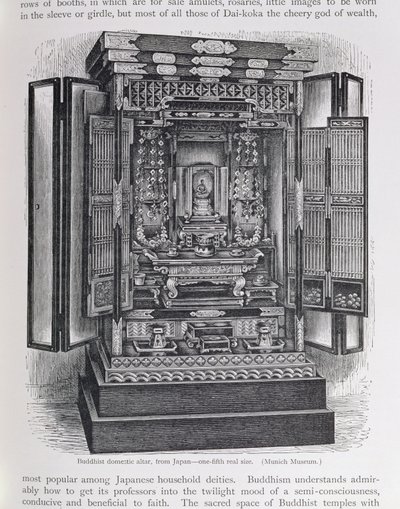 Altar doméstico budista, de &39;The History of Mankind&39;, Vol.III, do Prof. Friedrich Ratzel, 1898 de English School
