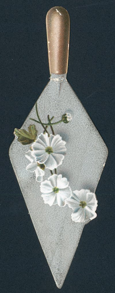 Pá de pedreiro e flores dos construtores, cartão de de English School