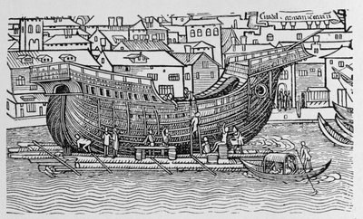 Construindo um Navio, de "A História Narrativa e Crítica da América", editado por Justin Winsor, Londres, 1886 de English School