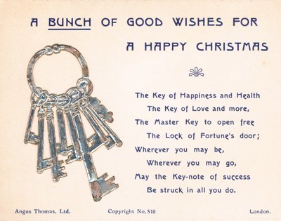 Grupo de chaves, cartão de Natal de English School