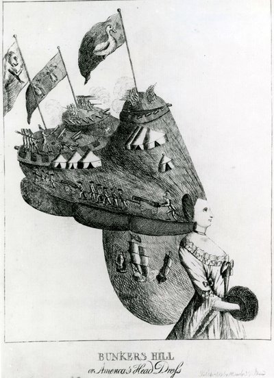 Bunkers Hill, ou Américas Head Dress, 1776 de English School