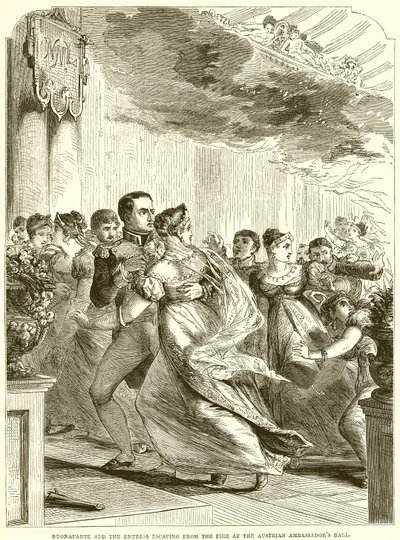Buonaparte e a Imperatriz Escapando do fogo no Baile dos Embaixadores da Áustria de English School