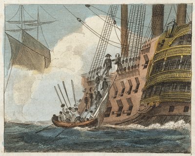 Buonaparte rende-se aos ingleses (gravura a cores) de English School