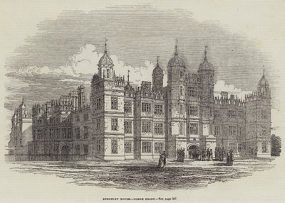 Burghley House, Frente Norte (gravura) de English School