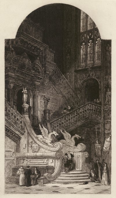 Catedral de Burgos, gravura de C. O. Murray, segundo David Roberts (litografia) de English School