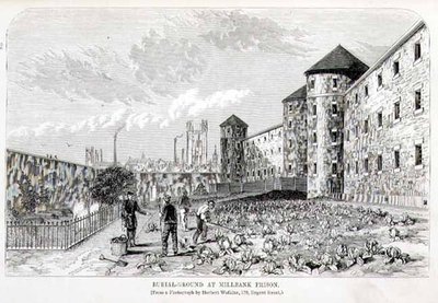 Enterro na Prisão Millbank, de "The Criminal Prisons of London and Scenes of Prison Life" de Henry Mayhew (1812-87) e John Binny de English School