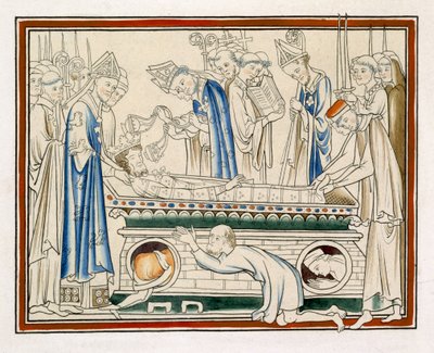Enterro de Edward o Confessor, ilustração de um fac-símile da vida de St Edward o Confessor de English School
