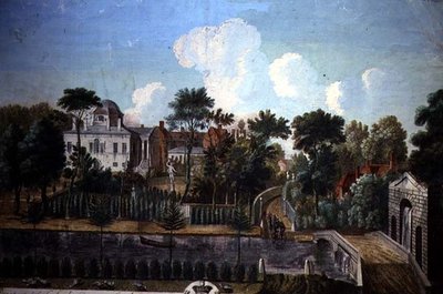 Burlington House, Chiswick, desenhado por William Kent (1685-1748) 1725-36 (gravação a cores) de English School