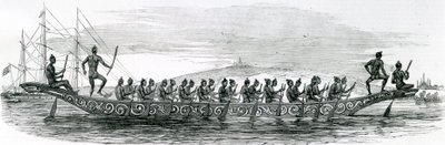 Barco de guerra birmanês, retirado do The London Illustrated News, 1852 de English School