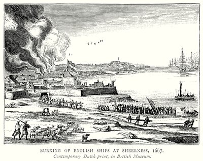 Queima de navios ingleses e em Sheerness de English School