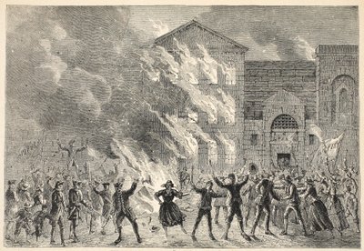 Queima de Newgate, de uma estampa contemporânea de English School