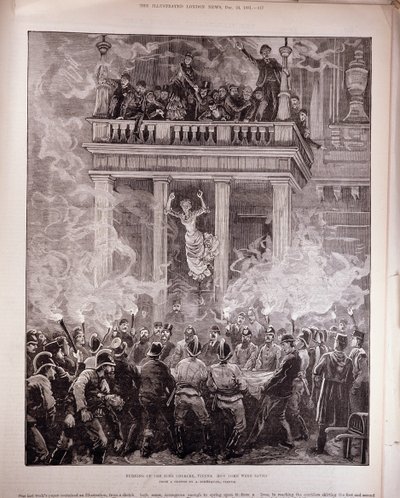 Queima do Ring Theater, Viena: Como alguns foram salvos, de "The Illustrated London News", 24 de dezembro de 1881 (gravura) de English School