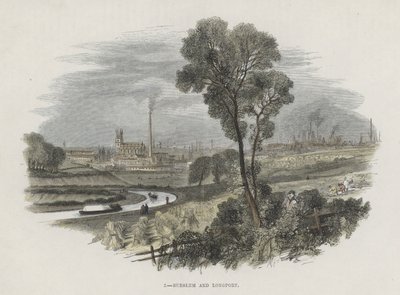 Burslem e Longport, Staffordshire (gravura colorida) de English School