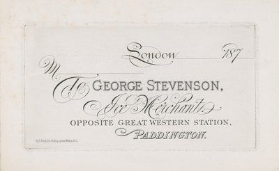 Cartão de visita para George Stevenson de English School