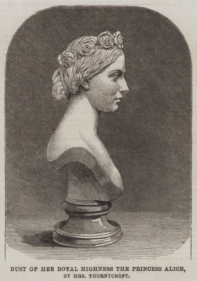 Busto de Sua Alteza Real a Princesa Alice, pela Sra. Thornycroft (gravura) de English School