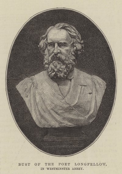 Busto do Poeta Longfellow, na Abadia de Westminster (gravura) de English School