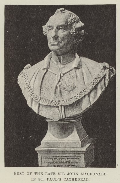 Busto do falecido Sir John Macdonald na Catedral de São Paulo (gravura) de English School