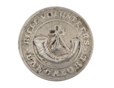 Button, voluntários de rifle de Bangalore, 1880-1920 de English School