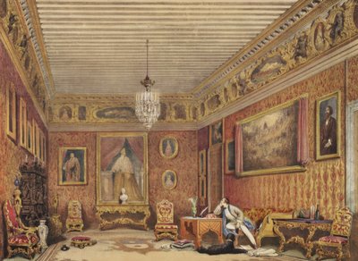 Quarto Byrons no Palazzo Mocenigo, Veneza (wc no papel) de English School