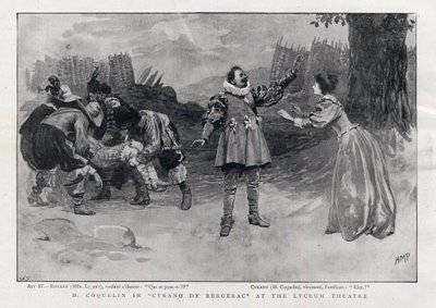 CONSTANT COQUELIN Aine (mais velho) Ator inglês no papel de Cyrano de Bergerac no Lyceum Theatre, Londres 1898 de English School