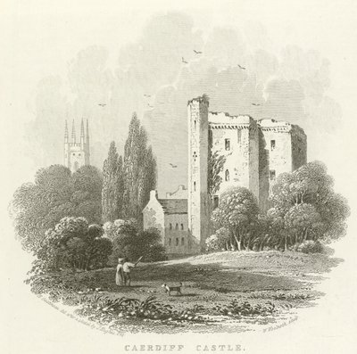 Castelo de Caerdiff (gravura) de English School