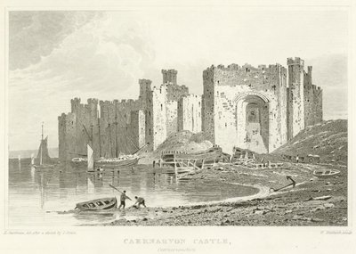 Castelo de Caernarvon, Caernarvonshire (gravura) de English School