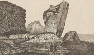 Castelo de Caerphilly, Torre de Inclinação (litho) de English School