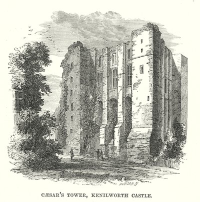 Caesars Tower, Castelo Kenilworth (gravura) de English School