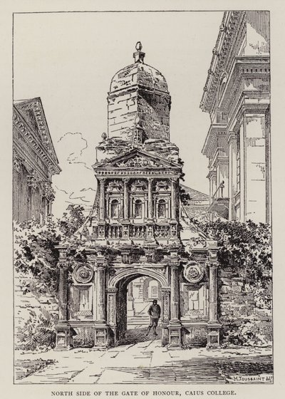 Cambridge: North Side of the Gate of Honour, Caius College (gravura) de English School