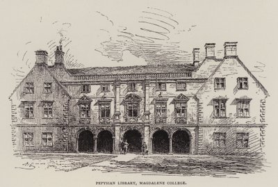 Cambridge: Biblioteca Pepysian, Magdalene College (gravura) de English School
