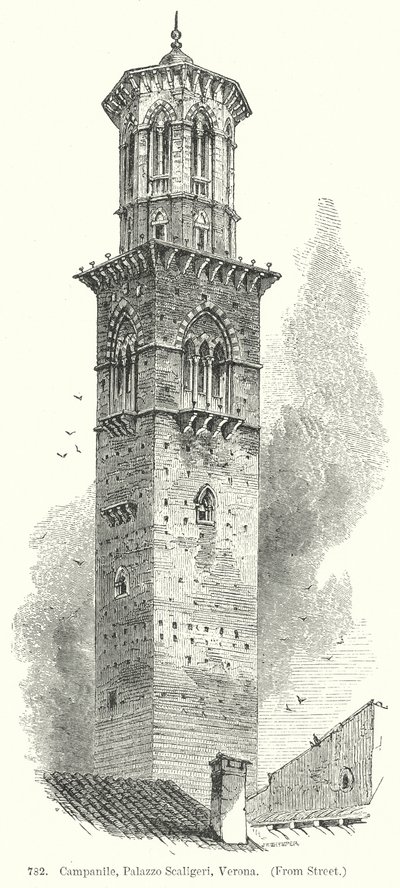 Campanário, Palazzo Scaligeri, Verona (gravura) de English School