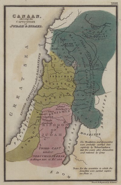 Canaã, mostrando os festejos de Judá e Israel (gravura colorida) de English School