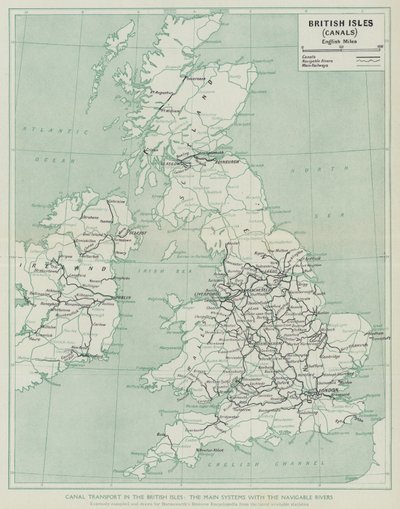 Transporte por canal nas Ilhas Britânicas, Os principais sistemas com os rios navegáveis (litho) de English School