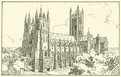Catedral de Canterbury (tinta no papel) de English School