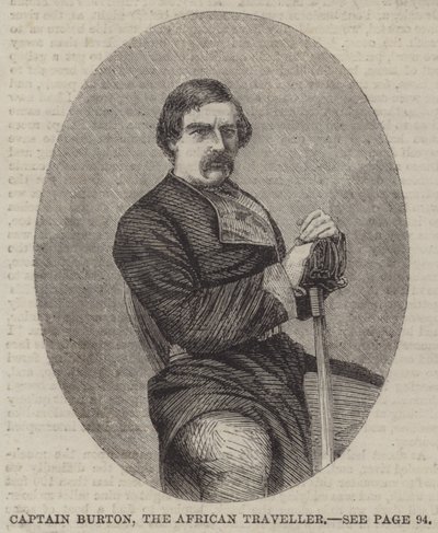 Capitão Burton, o Viajante Africano (gravura) de English School