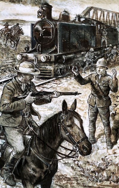 Captura de Winston Churchill durante a Guerra da Boer (guache no papel) de English School