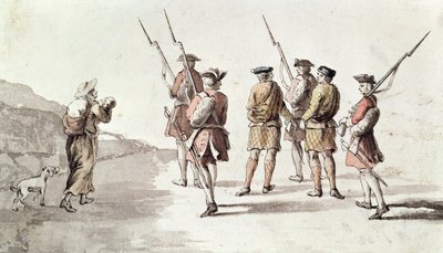 Captura do Rebelde, Simon Fraser, Lord Lovat (1667?-1747) (aguarela sobre papel) de English School