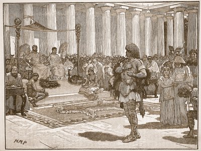 Caractacus antes de Cláudio, ilustração da história ilustrada de Cassells da Inglaterra (foto sépia) de English School