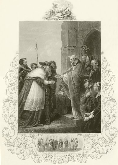 Cardeal Wolsey entrando na Abadia de Leicester de English School