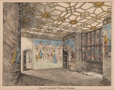Quartos do Cardeal Wolsey (litografia colorida à mão) de English School