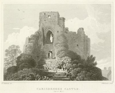 Castelo de Carisbrooke, Ilha de Wight (gravura) de English School
