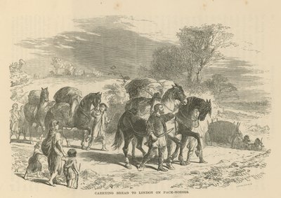 Carregando pão para Londres em cavalos de carga de English School