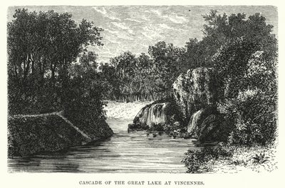 Cascata do Grande Lago em Vincennes (gravura) de English School