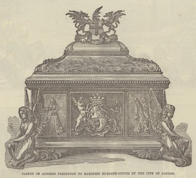 Caixão de Endereço apresentado à Baronesa Burdett-Coutts pela City de Londres (gravura) de English School
