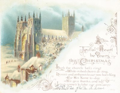 Catedral na neve, cartão de Natal de English School