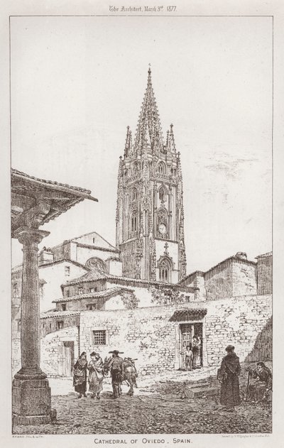 Catedral de Oviedo, Espanha (gravura) de English School