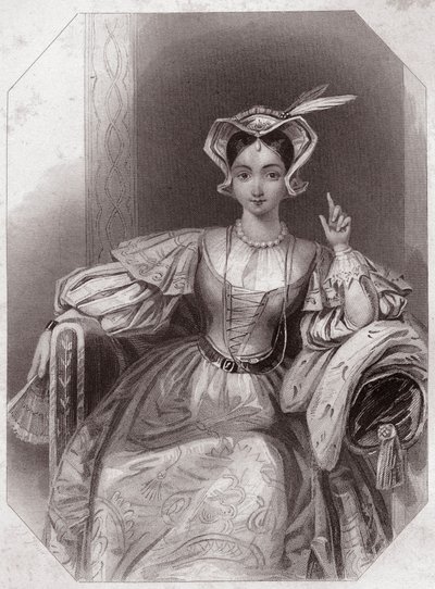 Catarina de França (Catarina, filha de Carlos VI e Isabeau) (Henri V) (The Chronicle History of Henry the Fifth) em - "Galerie des femmes de Shakespeare, coleção de quarenta e cinco retratos sérios dos primeiros artistas londrinos, enriquecidos com crítica de English School