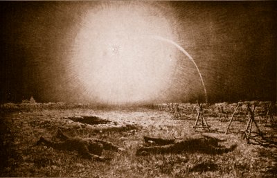 Preso no brilho de um projétil alemão produtor de luz: uma patrulha britânica em perigo entre as trincheiras, 1914-19 de English School
