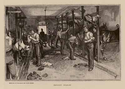 Estábulos da cavalaria, Aldershot (gravura) de English School